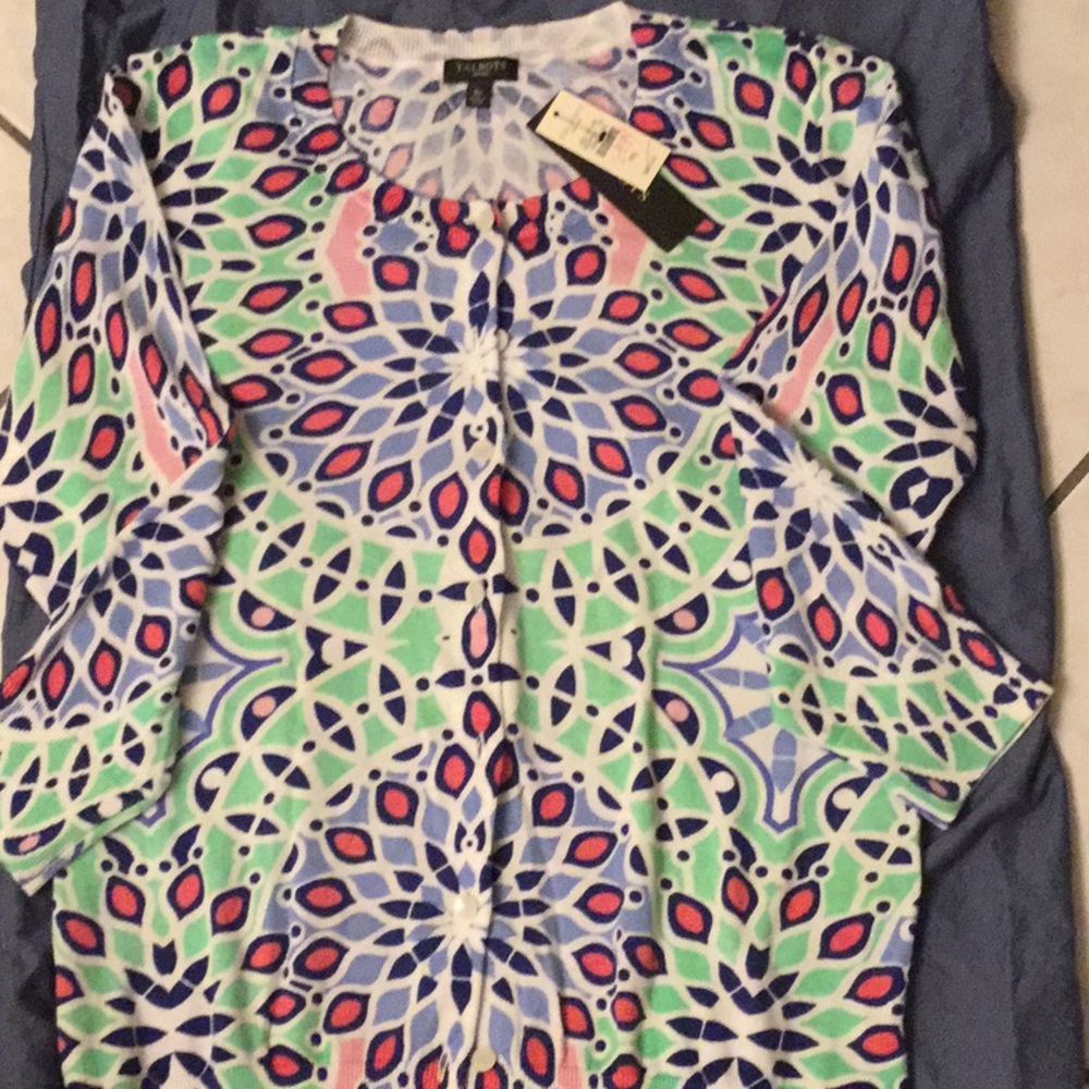 NWT TALBOTS Cotton Multicolor Cardigan Sweater SP